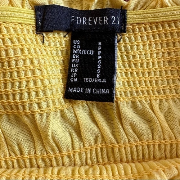 Forever 21 Tube Top Multicolor Threaded Yellow Size Small - Picture 4 of 5